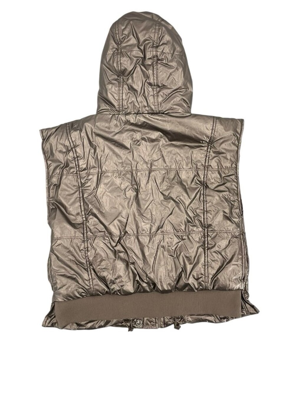DAILY PRACTICE Women's Gold Metallic Hooded Puffer Vest XXS - Picture 6 of 6